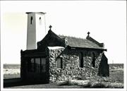 Right corner elevation of chapel showing modern windows added during restoration