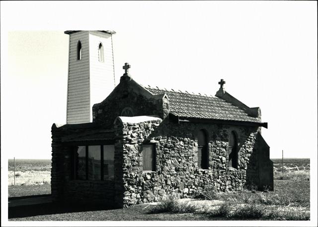 Right corner elevation of chapel showing modern windows added during restoration