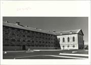 Angled front elevation of original building and chapel