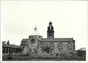 Rear elevation of church from East showing part of priest's house on left