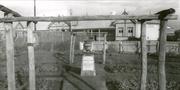 c1956 - Railway Station in background behind RSL memorial garden