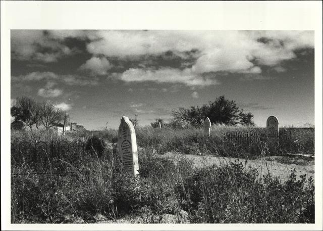 View of cemetery showing headstones