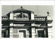 Detail of pediment on left hand building