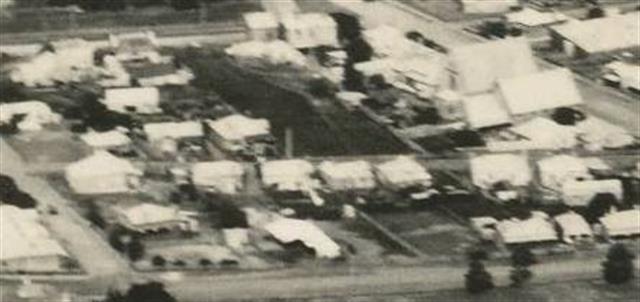Aerial showing Cuthbert Street c1920s with the houses at 26 and 28-32