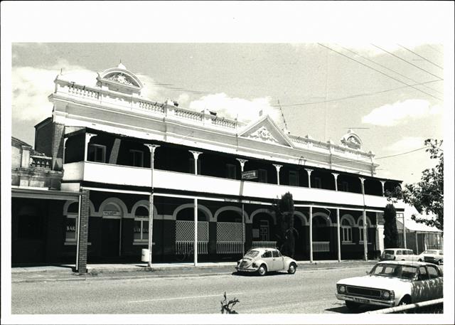 Angled front elevation of building